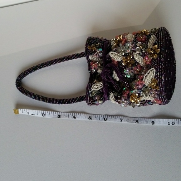 Mascotte Small Handbag Silk Purple Beads crafted - Picture 8 of 8